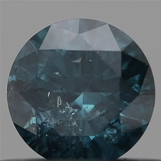 0.41ct Round Natural Diamond (Colour Fancy Vivid Blue, Clarity I2, Cut EX, IGI Certified)